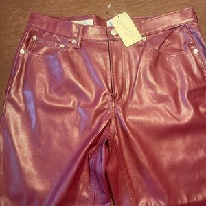 Shiny burgundy faux Leather Pants